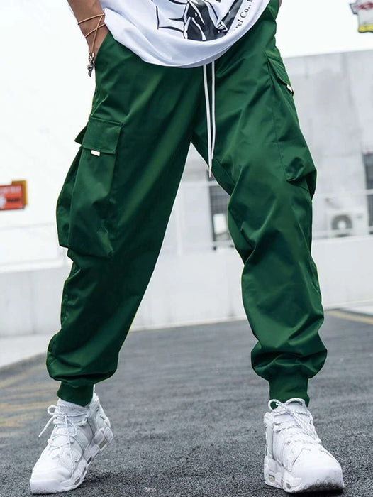 Flap Pocket Drawstring Loose Fit Cargo Pants