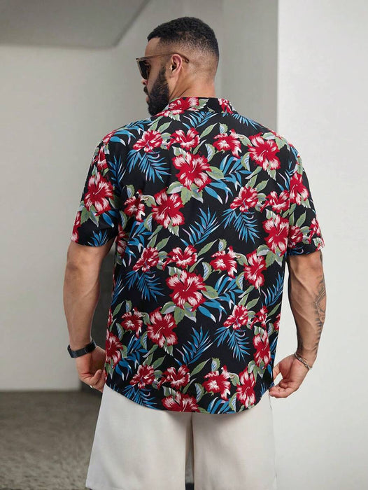 Floral Print Short Sleeve Button Down Casual Shirts