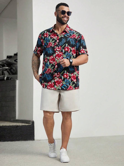 Floral Print Short Sleeve Button Down Casual Shirts