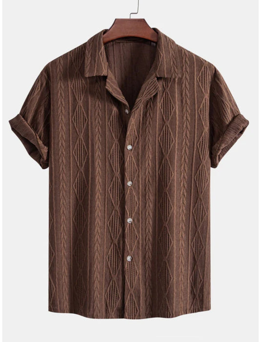 Geometric Jacquard Button Up Shirt