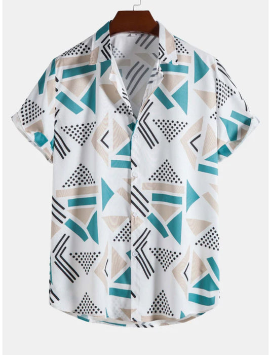 Geometric Pattern Shirt And Swim Trunks