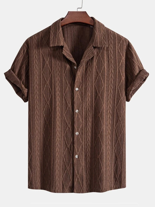 Geometric Patterned Jacquard Cuban Shirt