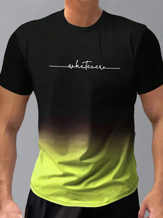 Gradient Design Letter Printed T Shirts