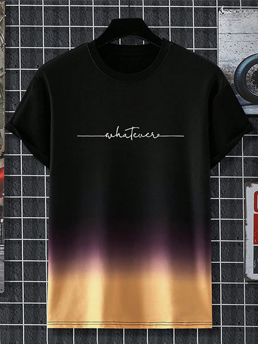 Gradient Letter Print T Shirts