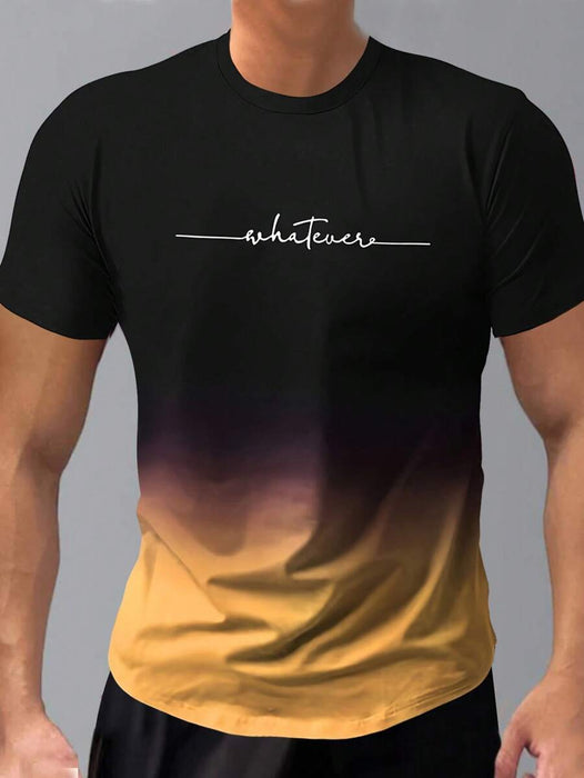 Gradient Letter Print T Shirts