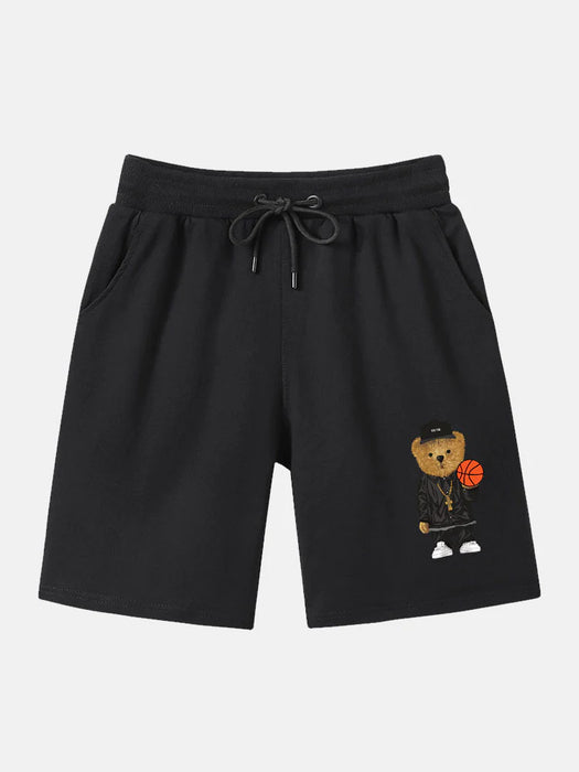 Basketball Bear Print T-Shirt And Shorts