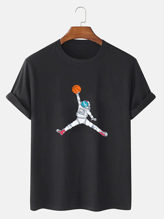 Basketball Astronaut Print T-Shirt