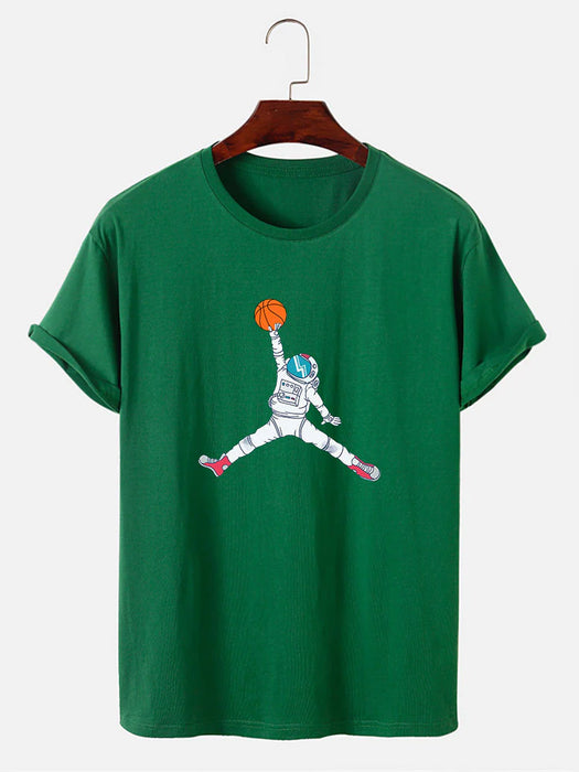 Basketball Astronaut Print T-Shirt