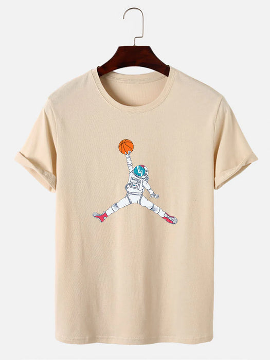 Basketball Astronaut Print T-Shirt