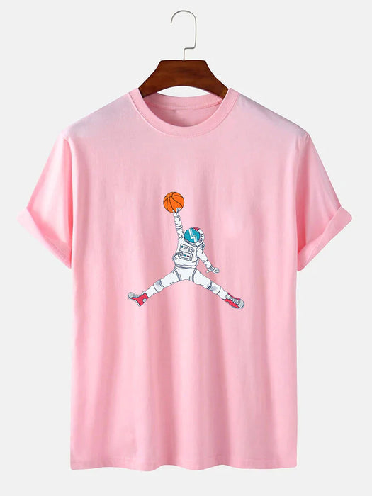 Basketball Astronaut Print T-Shirt