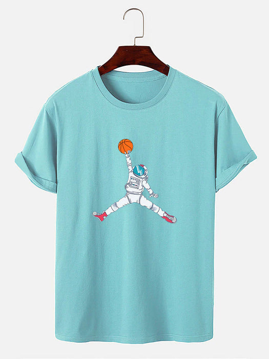 Basketball Astronaut Print T-Shirt