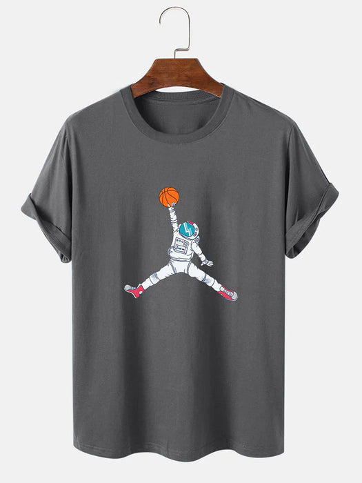 Basketball Astronaut Print T-Shirt