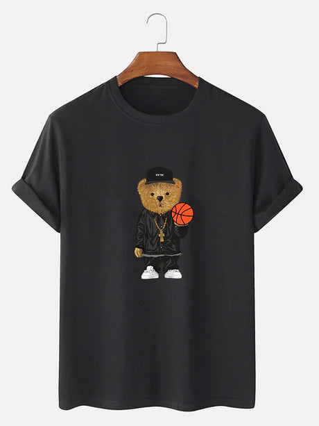 Basketball Bear Printed T-Shirt