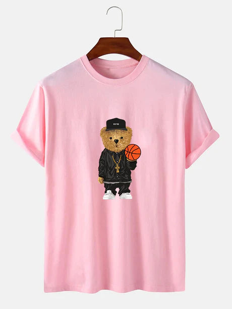 Basketball Bear Printed T-Shirt