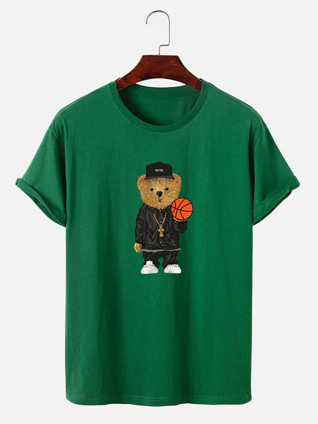 Basketball Bear Printed T-Shirt