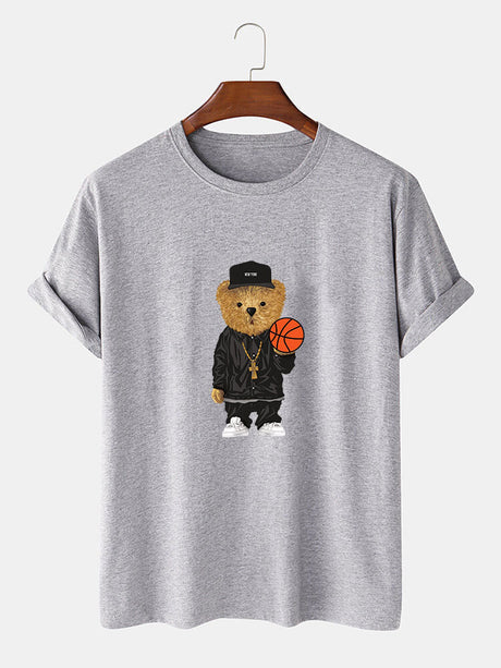 Basketball Bear Printed T-Shirt