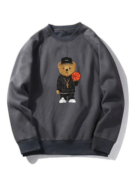 Basketball Bear Print Sweatshirt