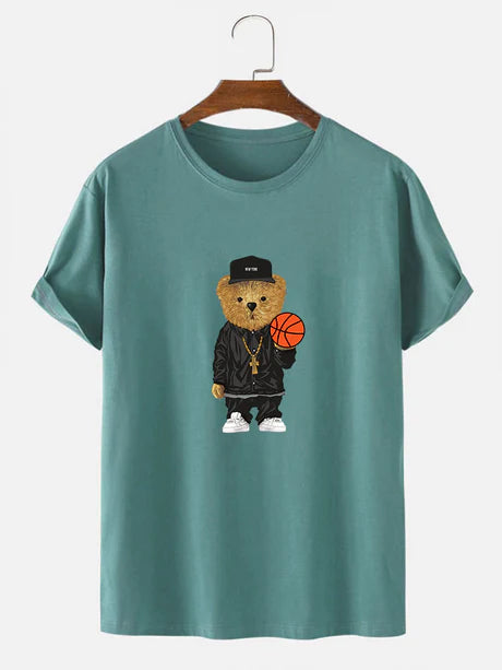 Basketball Bear Printed T-Shirt