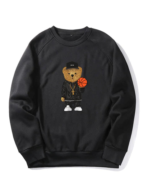 Basketball Bear Print Sweatshirt