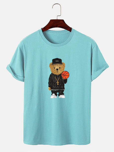 Basketball Bear Printed T-Shirt