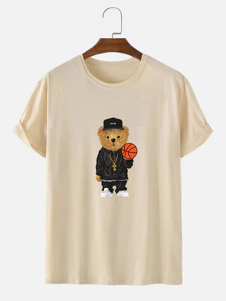 Basketball Bear Printed T-Shirt