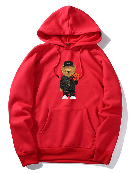 Basketball Bear Print Hoodie