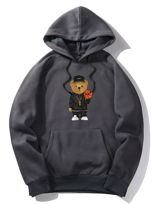 Basketball Bear Print Hoodie