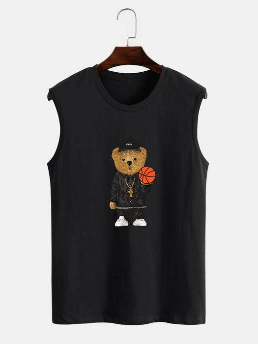 Basketball Bear Print Tank Top