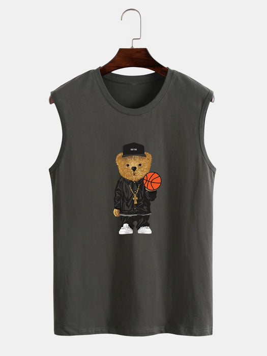 Basketball Bear Print Tank Top