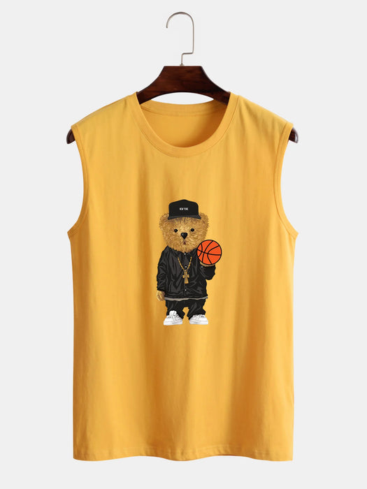 Basketball Bear Print Tank Top