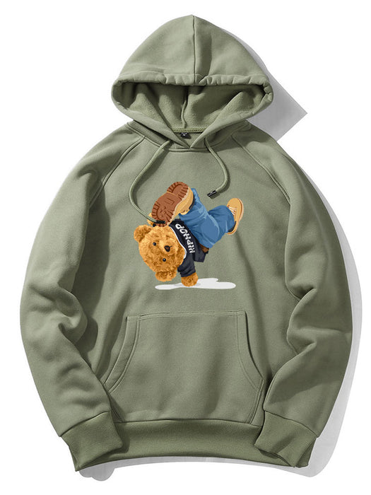 Break Dance Bear Print Hoodie