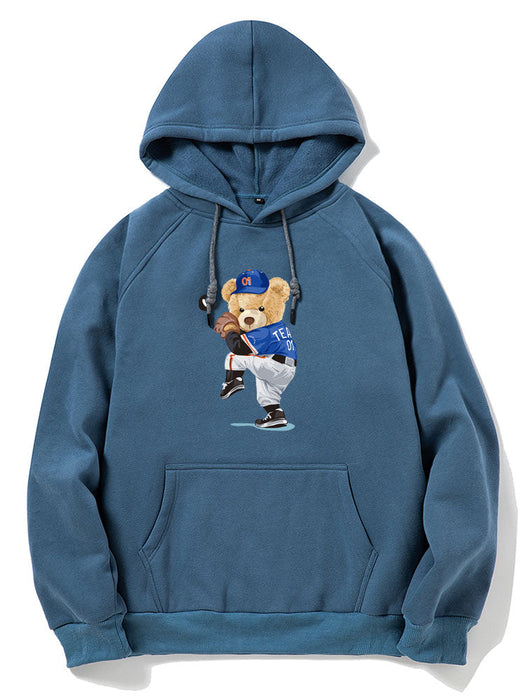 Baseball Bear Print Hoodie