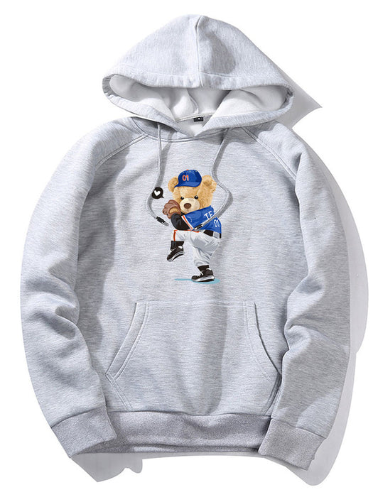 Baseball Bear Print Hoodie