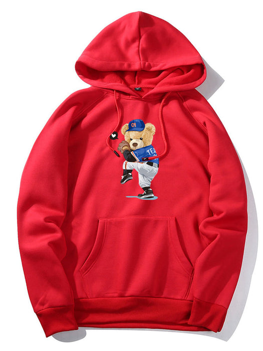 Baseball Bear Print Hoodie