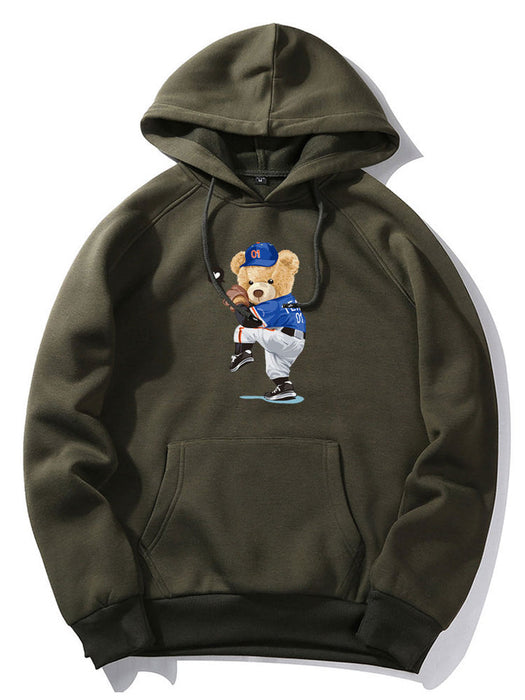 Baseball Bear Print Hoodie