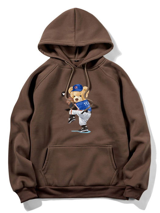 Baseball Bear Print Hoodie