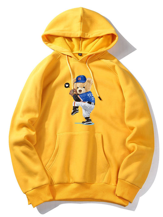 Baseball Bear Print Hoodie