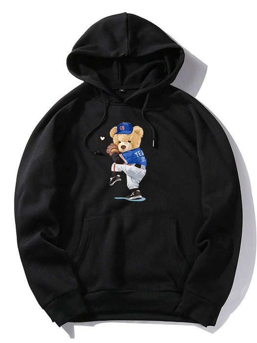 Baseball Bear Print Hoodie