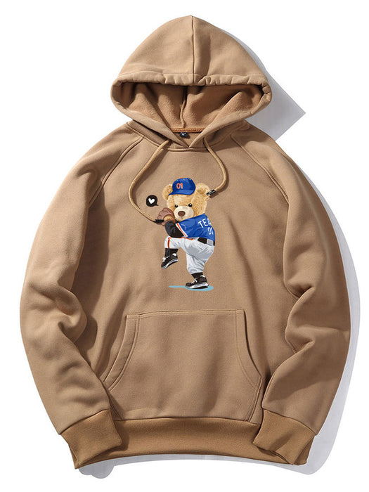 Baseball Bear Print Hoodie