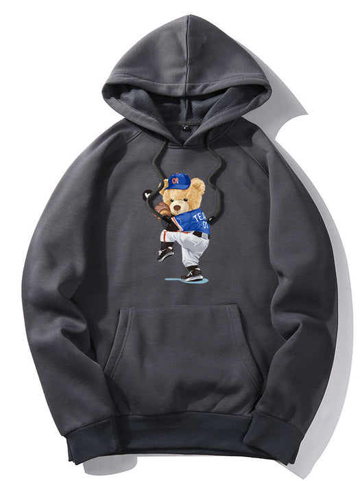 Baseball Bear Print Hoodie