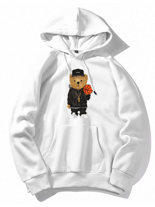 Basketball Bear Print Hoodie