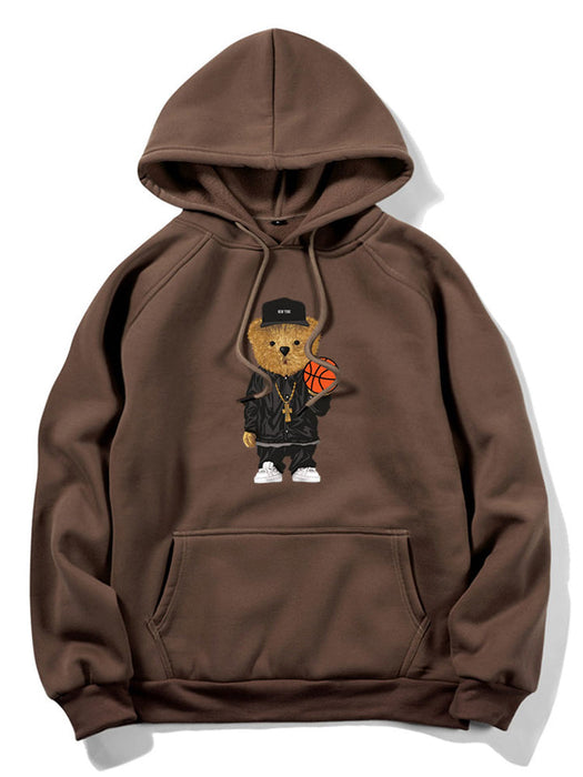 Basketball Bear Print Hoodie