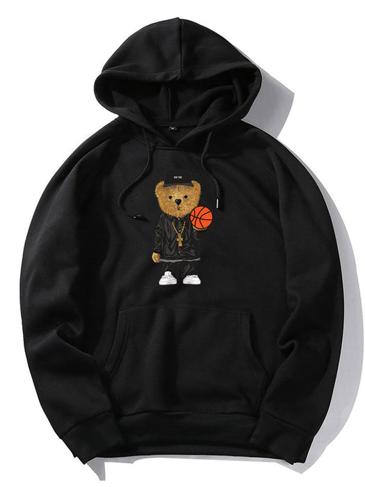 Basketball Bear Print Hoodie