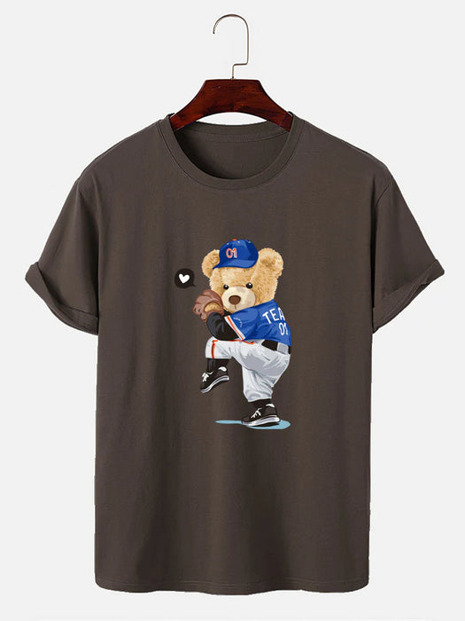 Baseball Bear Print T-Shirt