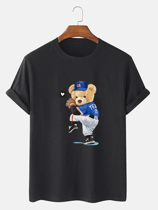 Baseball Bear Print T-Shirt