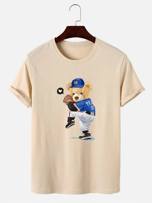 Baseball Bear Print T-Shirt