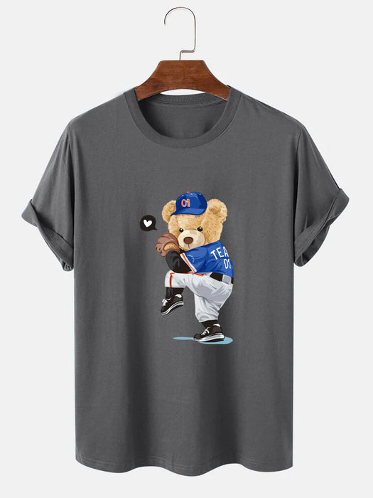 Baseball Bear Print T-Shirt