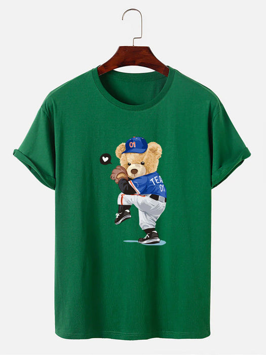 Baseball Bear Print T-Shirt