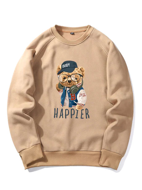 Baseball Jacket Bear Print Sweatshirt