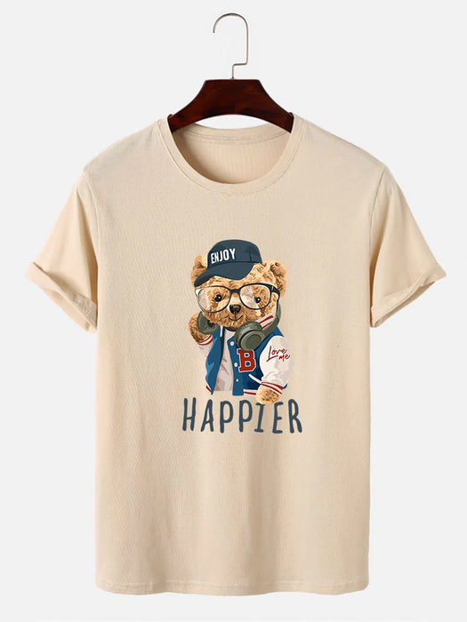 Baseball Jacket Bear Slogan Print T-Shirt